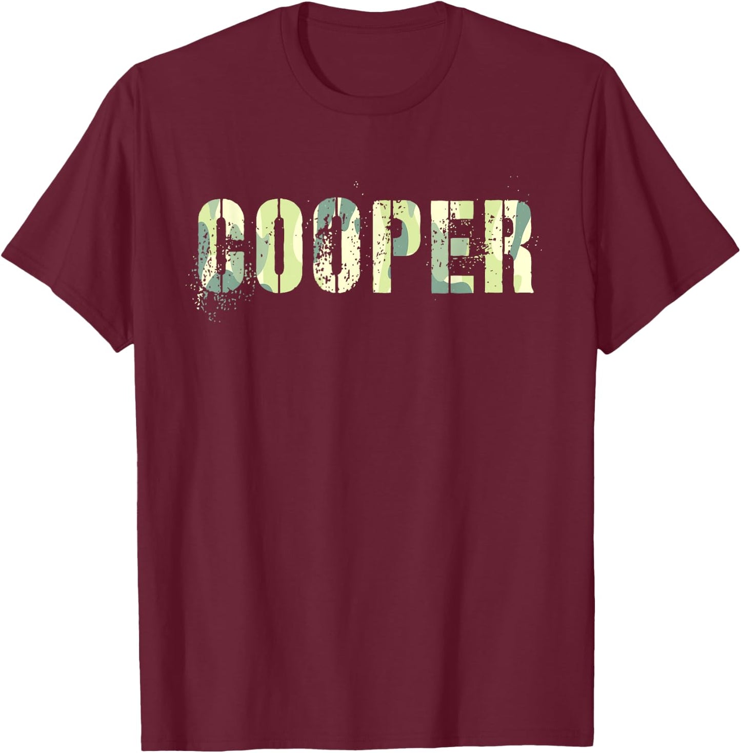 Personalized Name COOPER Camo Boy Military Birthday Father T-Shirt - T-Shirt | Maroon