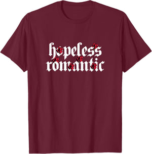 Hopeless Romantic Roses Rose Aesthetic Grunge Gothic Goth T-Shirt - T-Shirt | Maroon