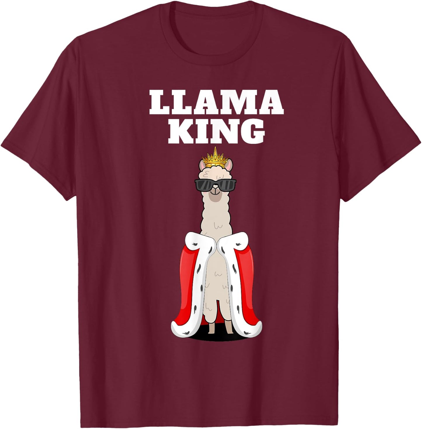 Llama King | Boys Llama | Llama , Black T-Shirt - T-Shirt | Maroon