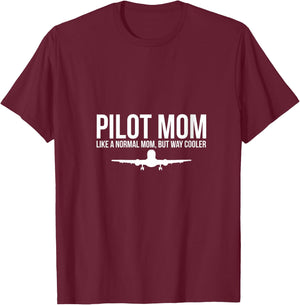 Women's Pilot Mom Like Normal Mom But Way Cooler Airplane V-Neck T-Shirt - T-Shirt | Maroon