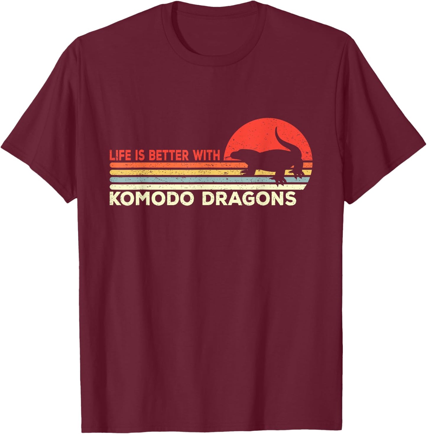 Komodo Dragon - Monitor Lizard T-Shirt - T-Shirt | Maroon
