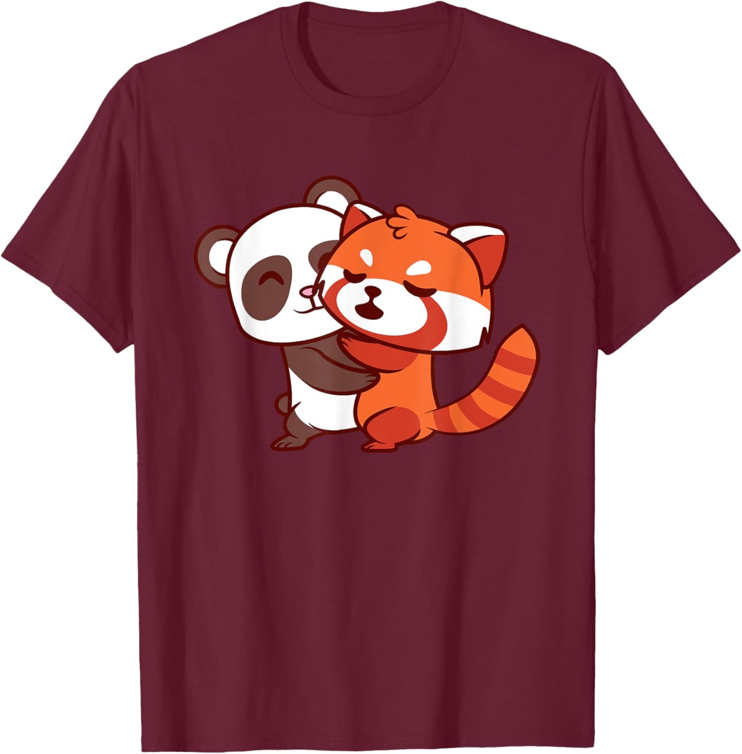 Funny Red Panda Kawaii Bear Japanese Cute Animal Lover Gifts T-Shirt - T-Shirt | Maroon