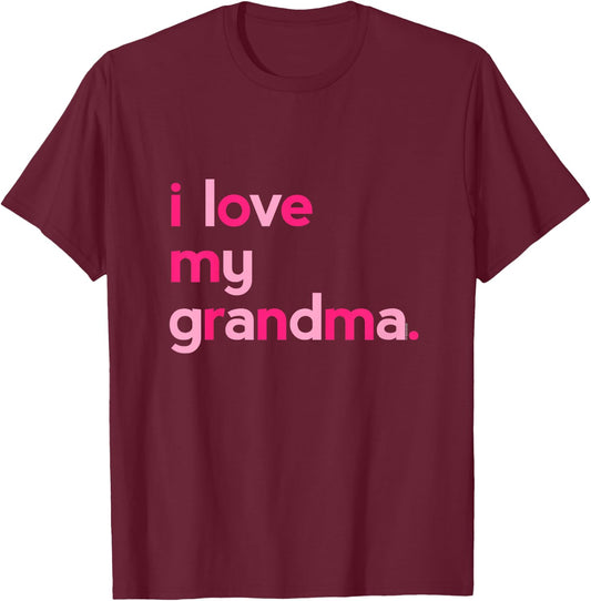 Kids I Love My Grandma Shirt for Girls | Grammy Mothers Day T-Shirt - T-Shirt | Maroon