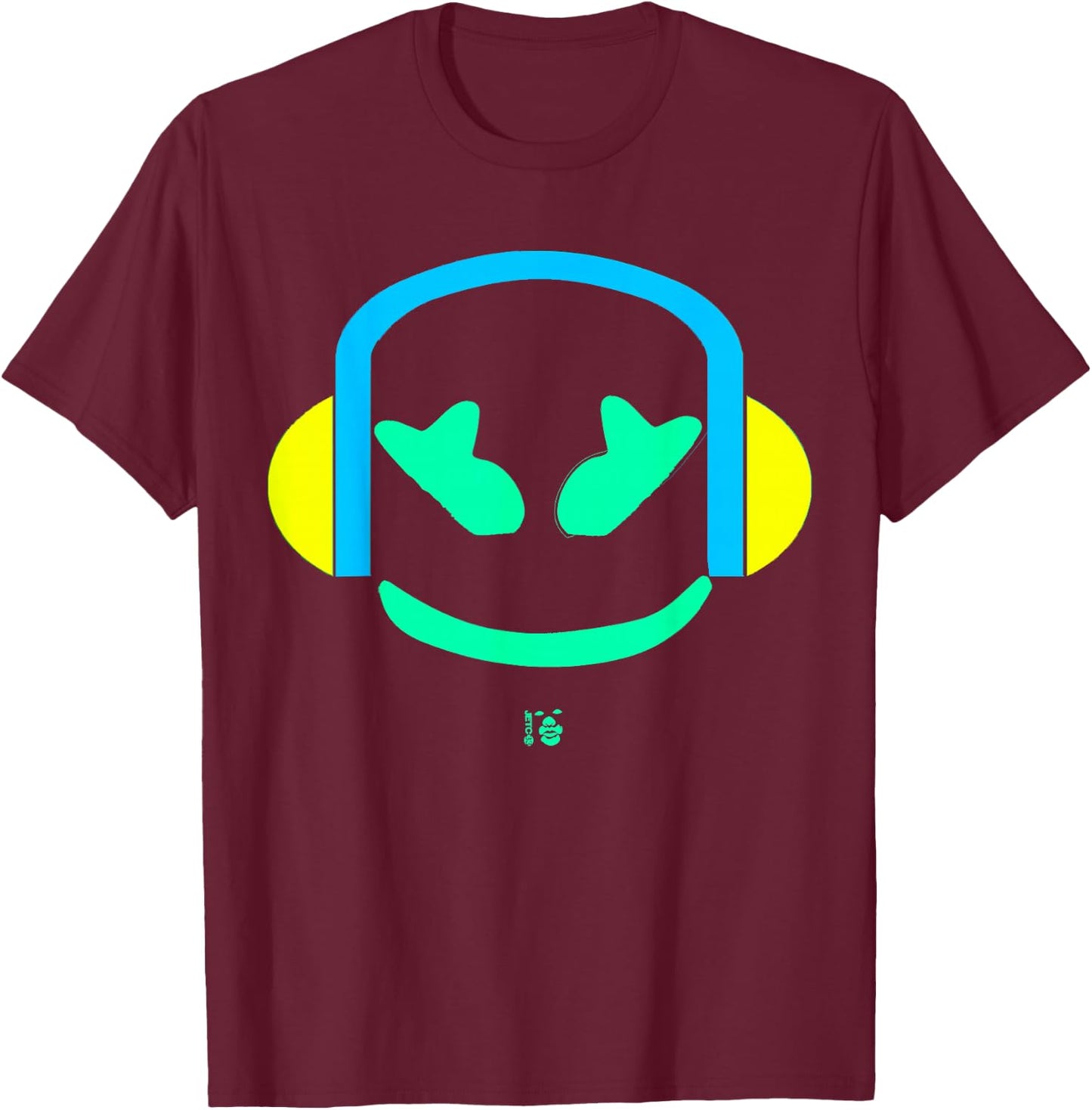 Funny DJ Mallow Face T-Shirt - T-Shirt | Maroon
