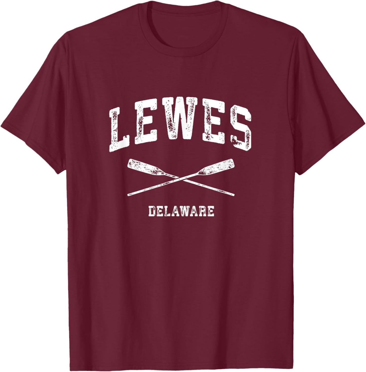 Lewes Delaware Vintage Nautical Crossed Oars T-Shirt - T-Shirt | Maroon