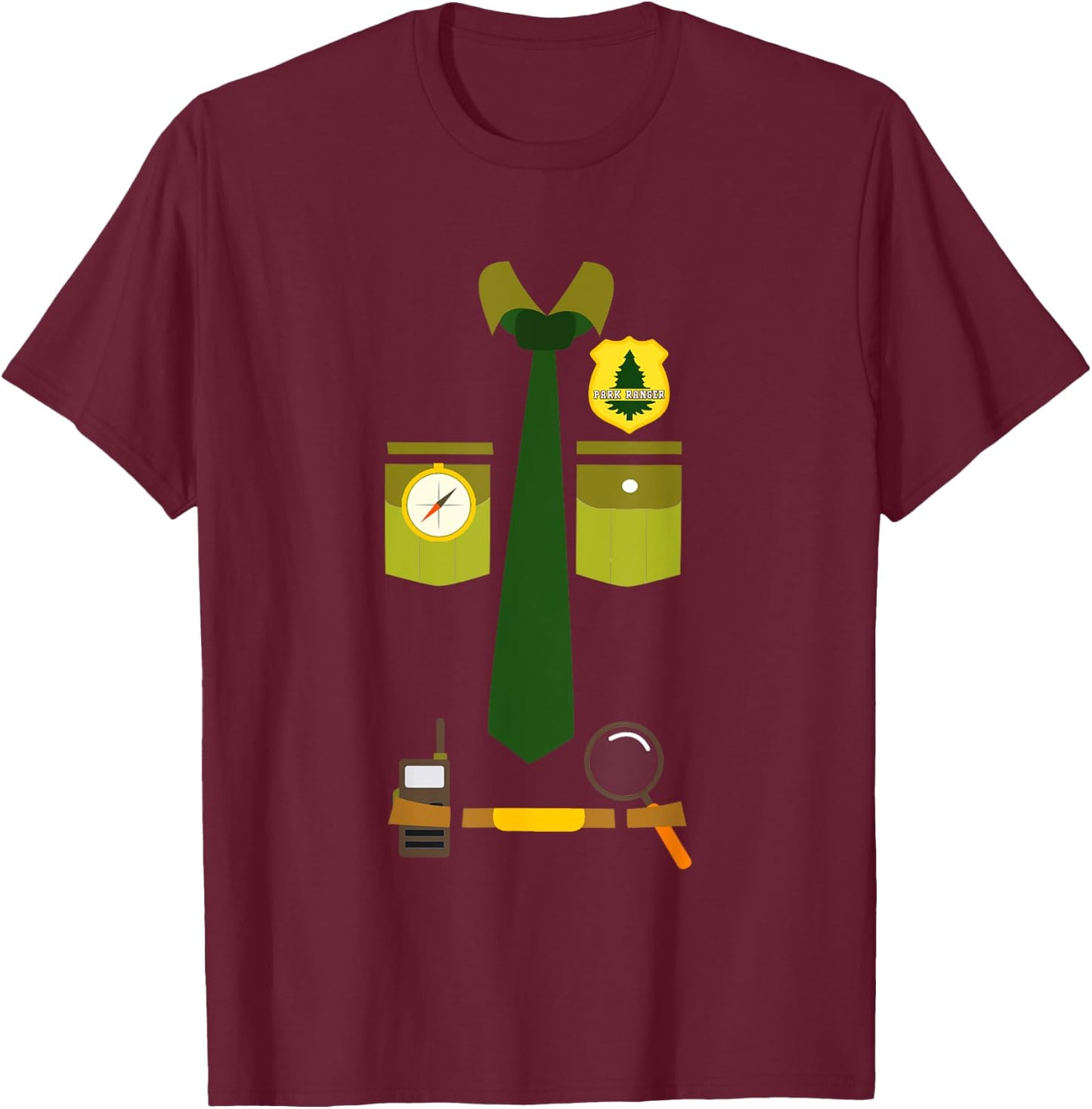 Halloween Park Ranger Costume for Kids T-Shirt - T-Shirt | Maroon