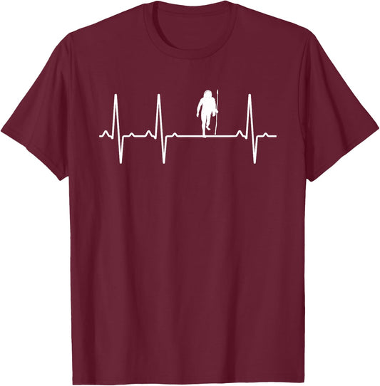 Neanderthal Heartbeat Gift Women Primate Lover T-Shirt - T-Shirt | Maroon