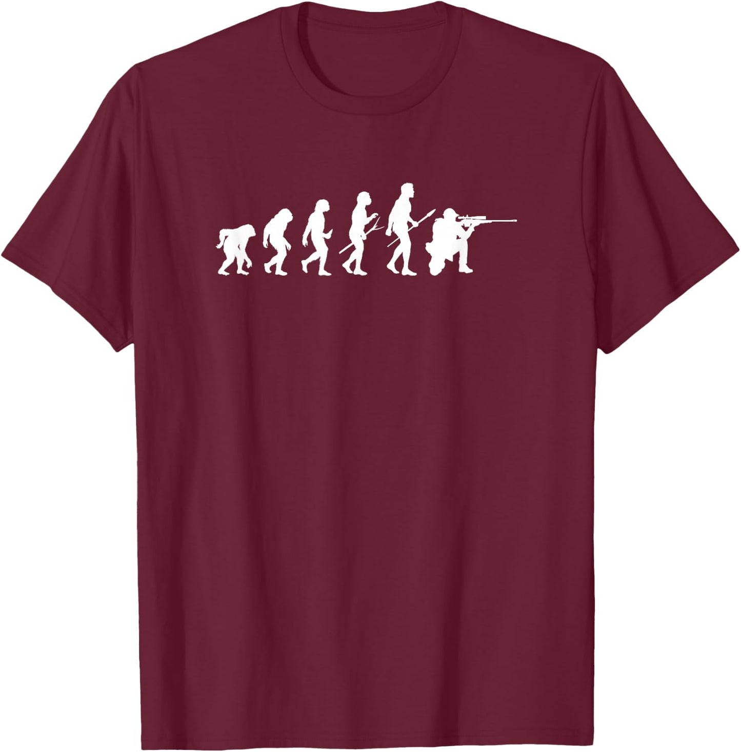 Human Evolution Long Range Shooter Long Range Shooting T-Shirt - T-Shirt | Maroon