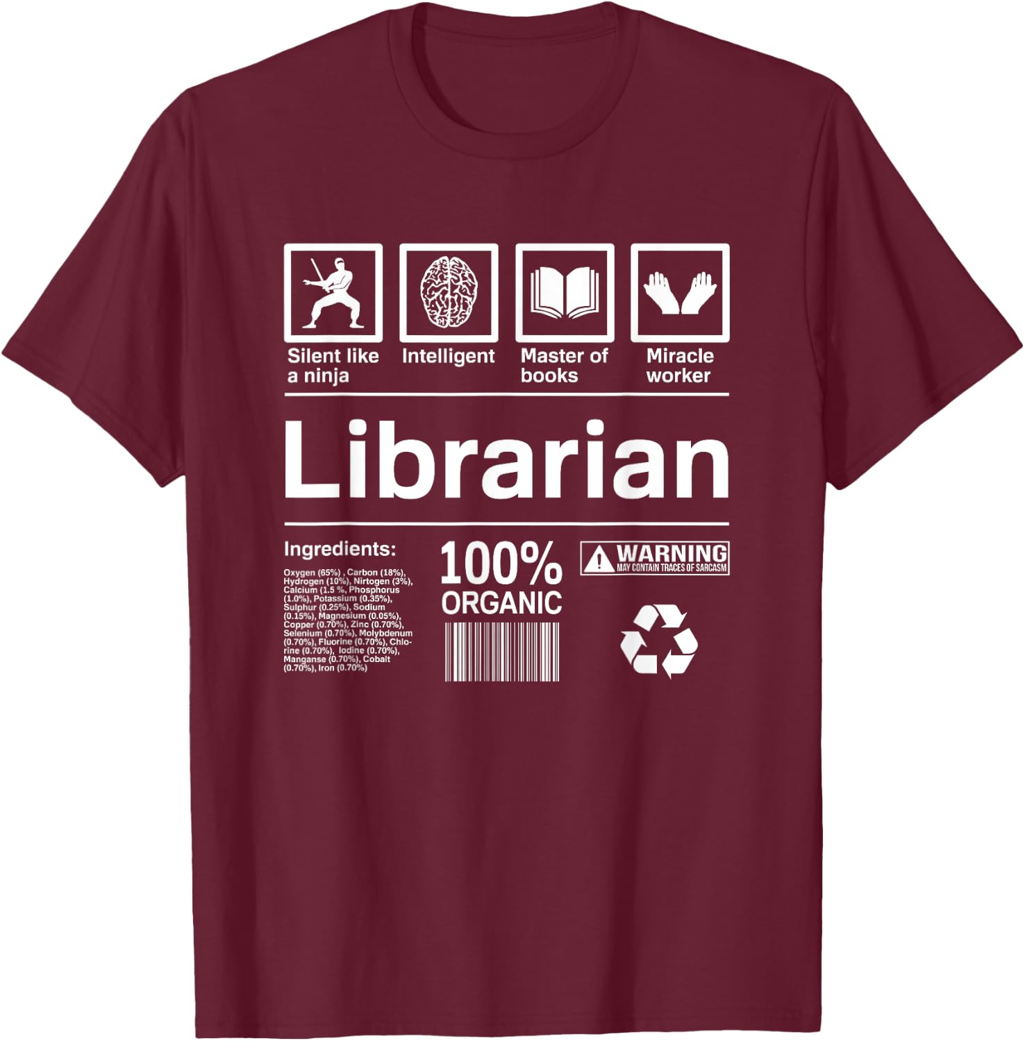 Librarian Funny Librarian Gift T-Shirt - T-Shirt | Maroon
