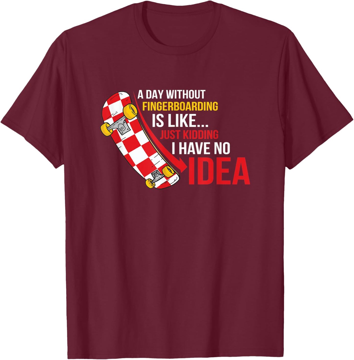 Fingerboard Tricks Skateboard Fingerboarding Ramps Park T-Shirt - T-Shirt | Maroon