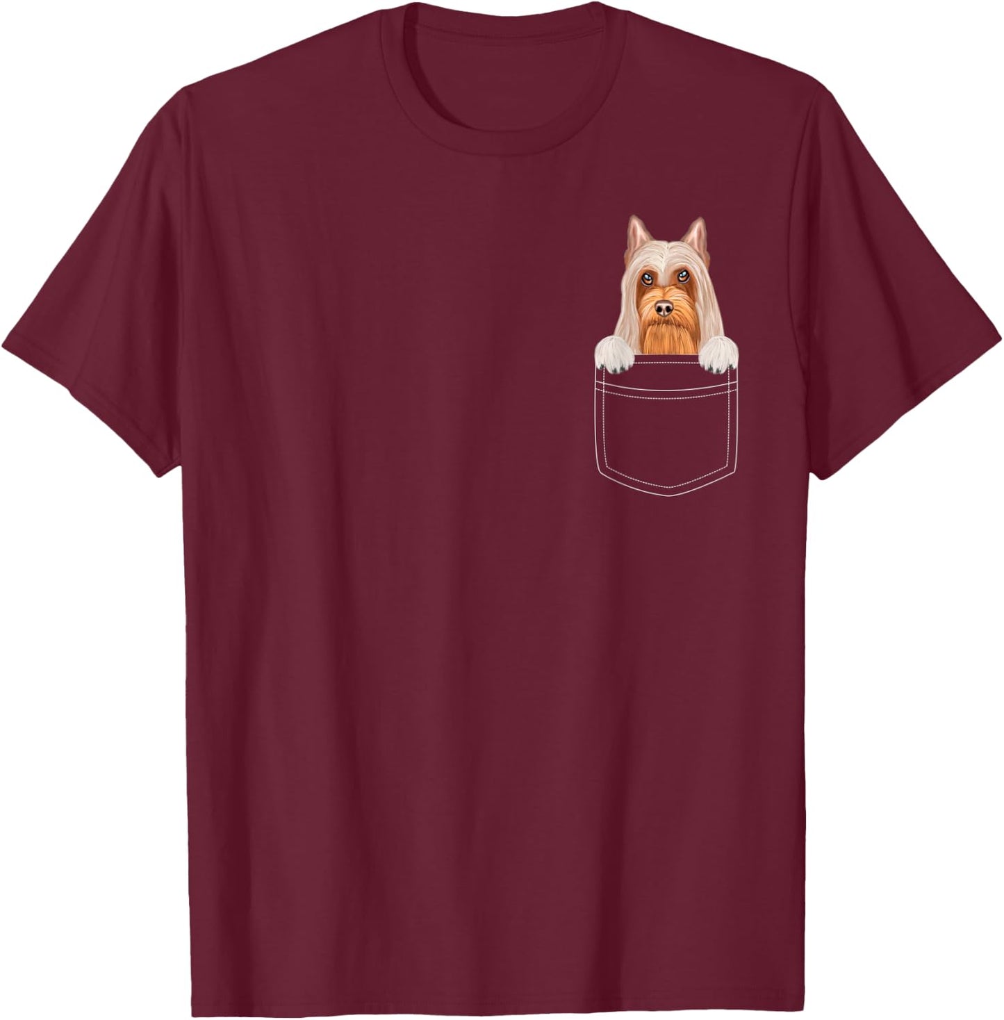 Silky Terrier Dog In Pocket Funny Dog Lover T-Shirt - T-Shirt | Maroon