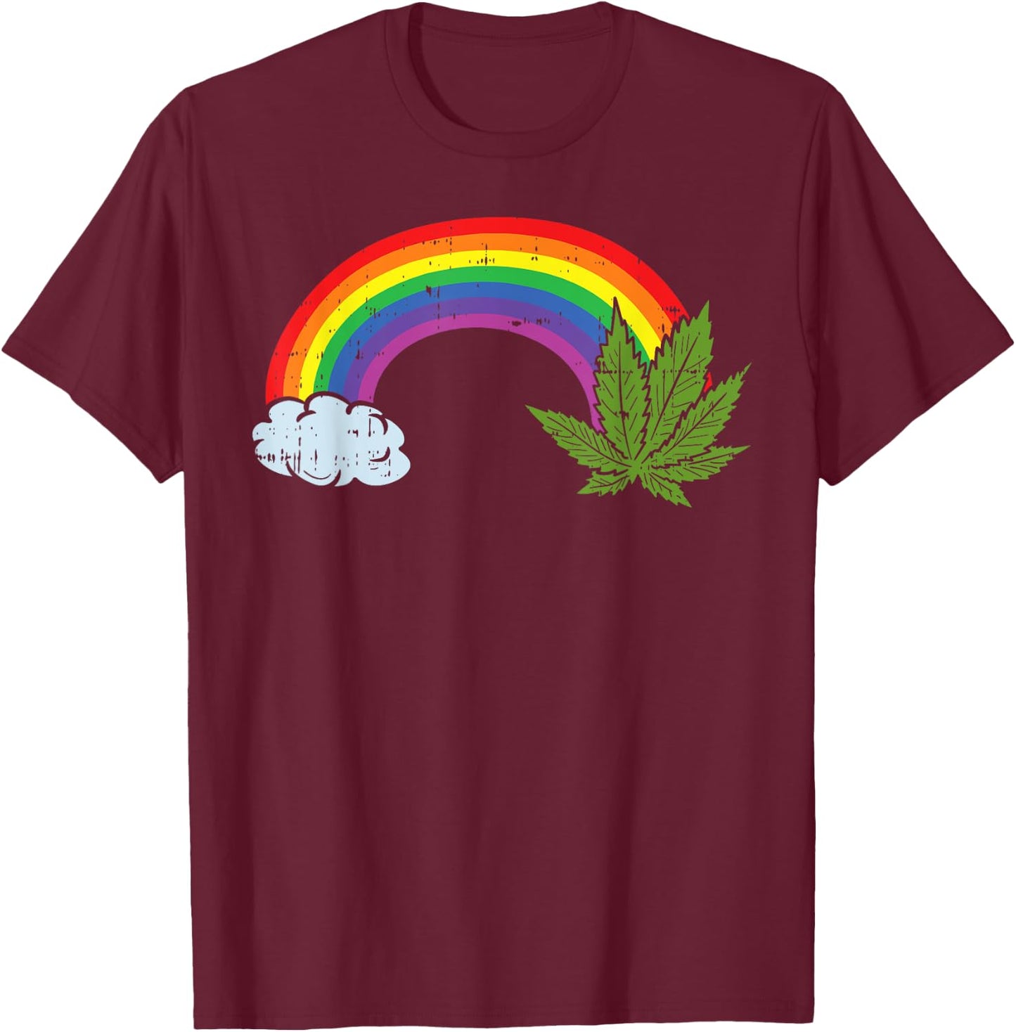 Rainbow Weed Cannabis Marijuana 420 Pot Smoker Stoner Gift T-Shirt - T-Shirt | Maroon