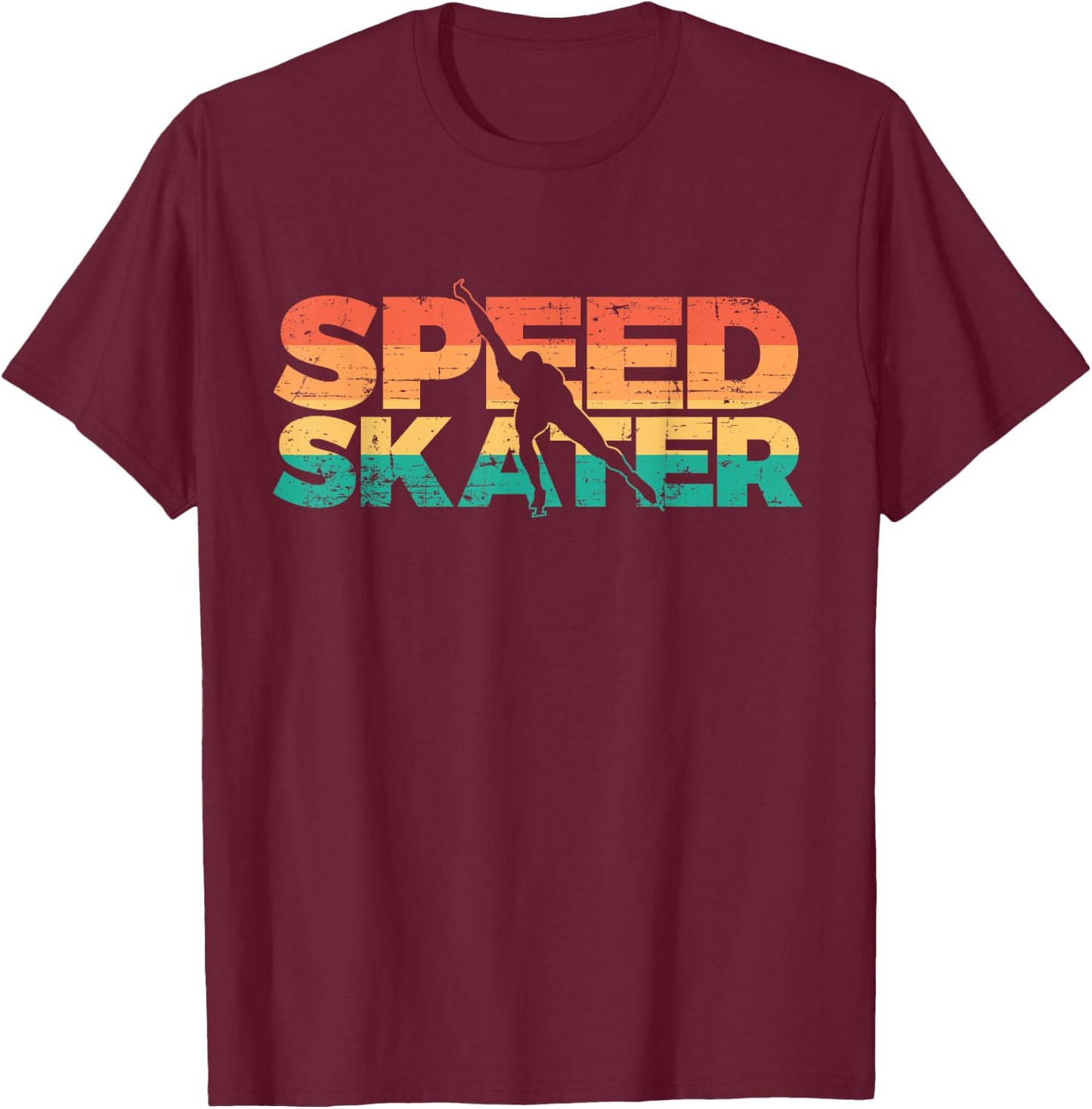 Retro Speed Skater Ice Skating T-Shirt - T-Shirt | Maroon