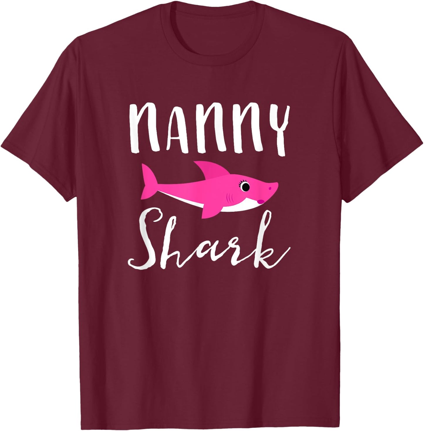 Nanny Shark Grandma Grandmother Pink Shark Graphic T-Shirt - T-Shirt | Maroon