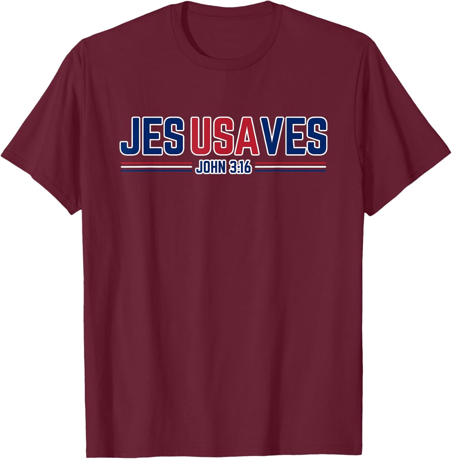 Jesus Saves USA - Christian Patriotic JesUSAves T-Shirt - T-Shirt | Maroon