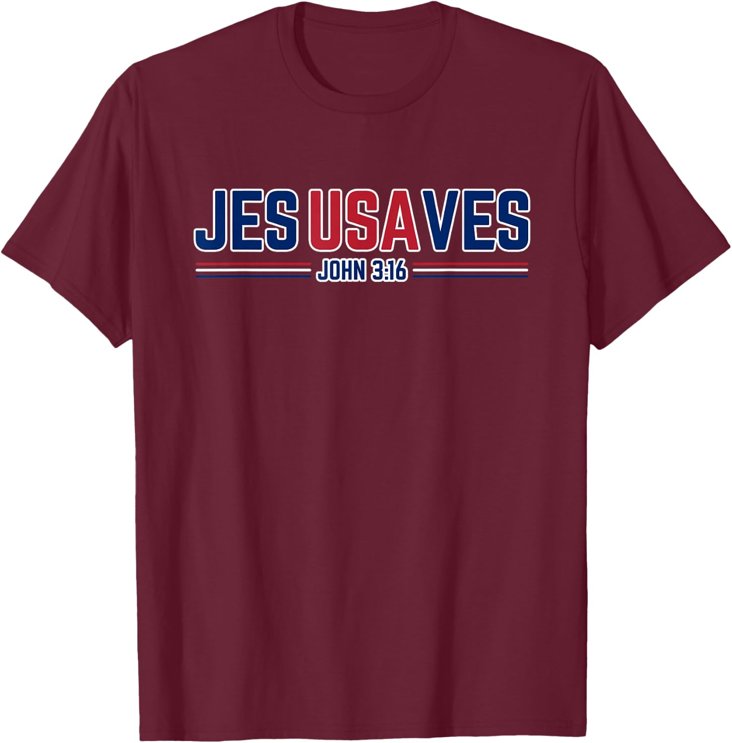 Jesus Saves USA - Christian Patriotic JesUSAves T-Shirt - T-Shirt | Maroon