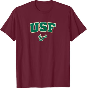 University of South Florida USF Bulls Arch Logo T-Shirt - T-Shirt | Maroon