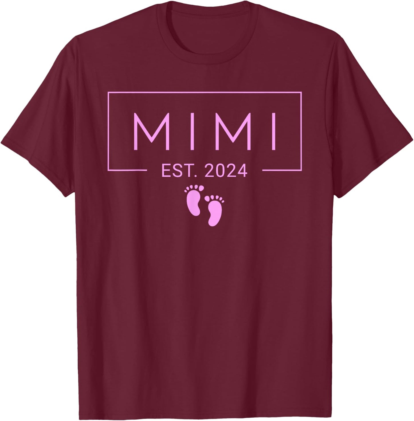 Mimi Established Est 2024 Girl Newborn New Meemaw T-Shirt - T-Shirt | Maroon