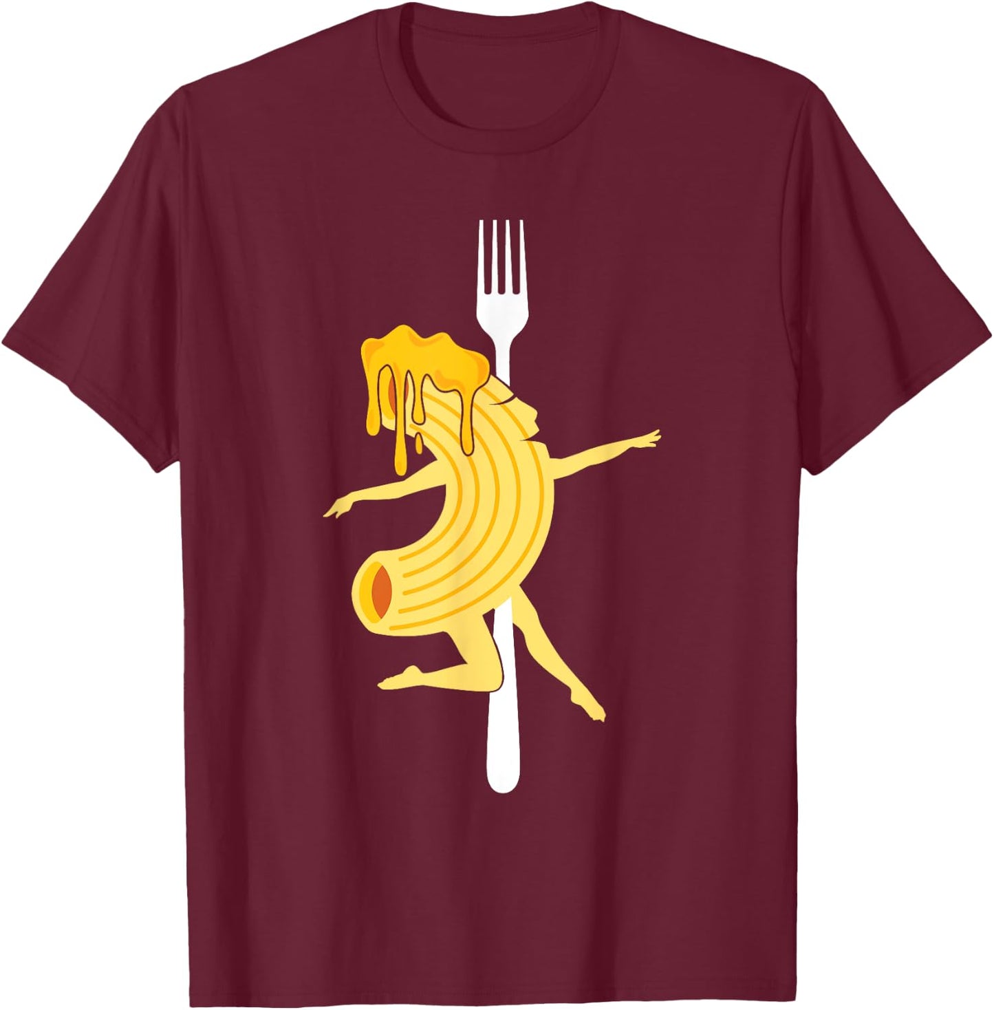 Mac & Cheese Pole Dancing - Macaroni Cheesy Lover Foodie T-Shirt - T-Shirt | Maroon