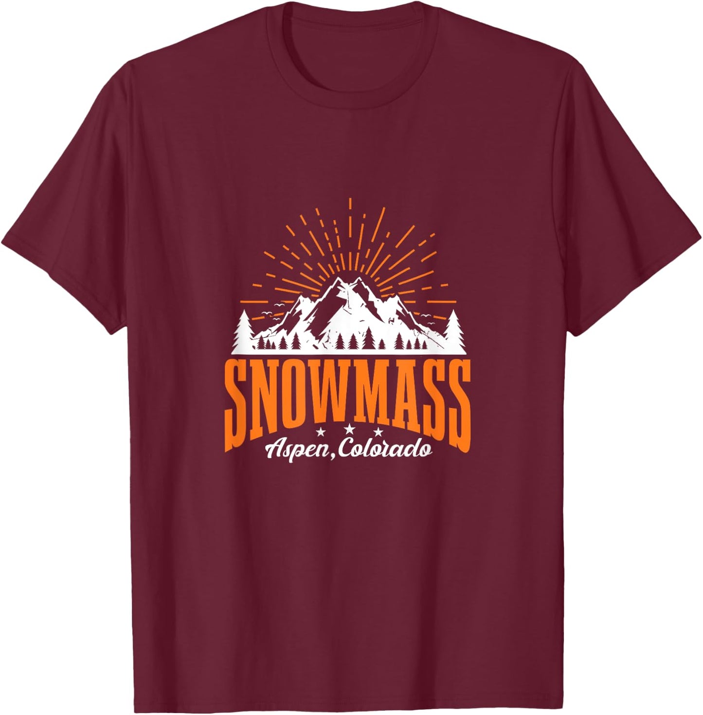 Snowmass Aspen Colorado Ski Mountain Skiing Snowboarding T-Shirt - T-Shirt | Maroon