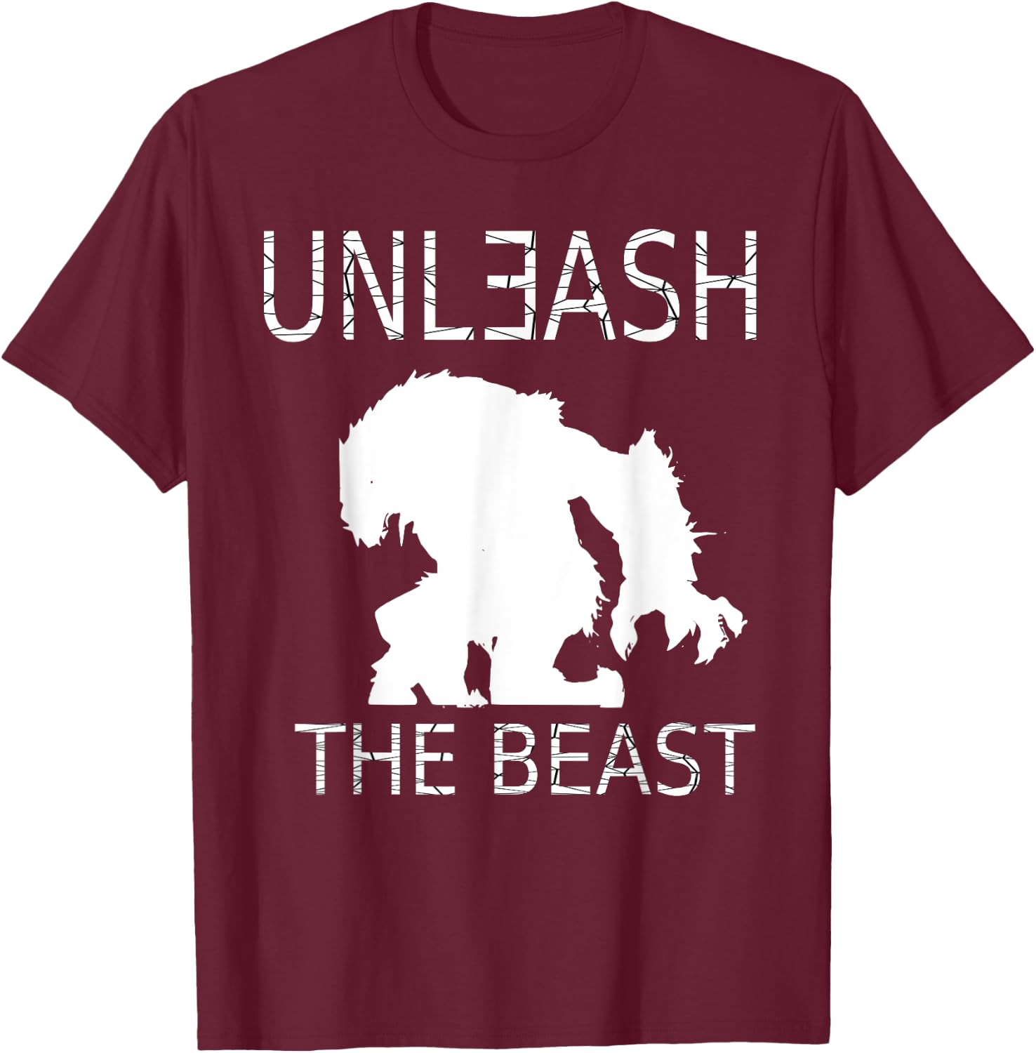 Unleash The Beast Workout Motivation Gym Graphic T-Shirt - T-Shirt | Maroon