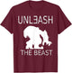 Unleash The Beast Workout Motivation Gym Graphic T-Shirt - T-Shirt | Maroon