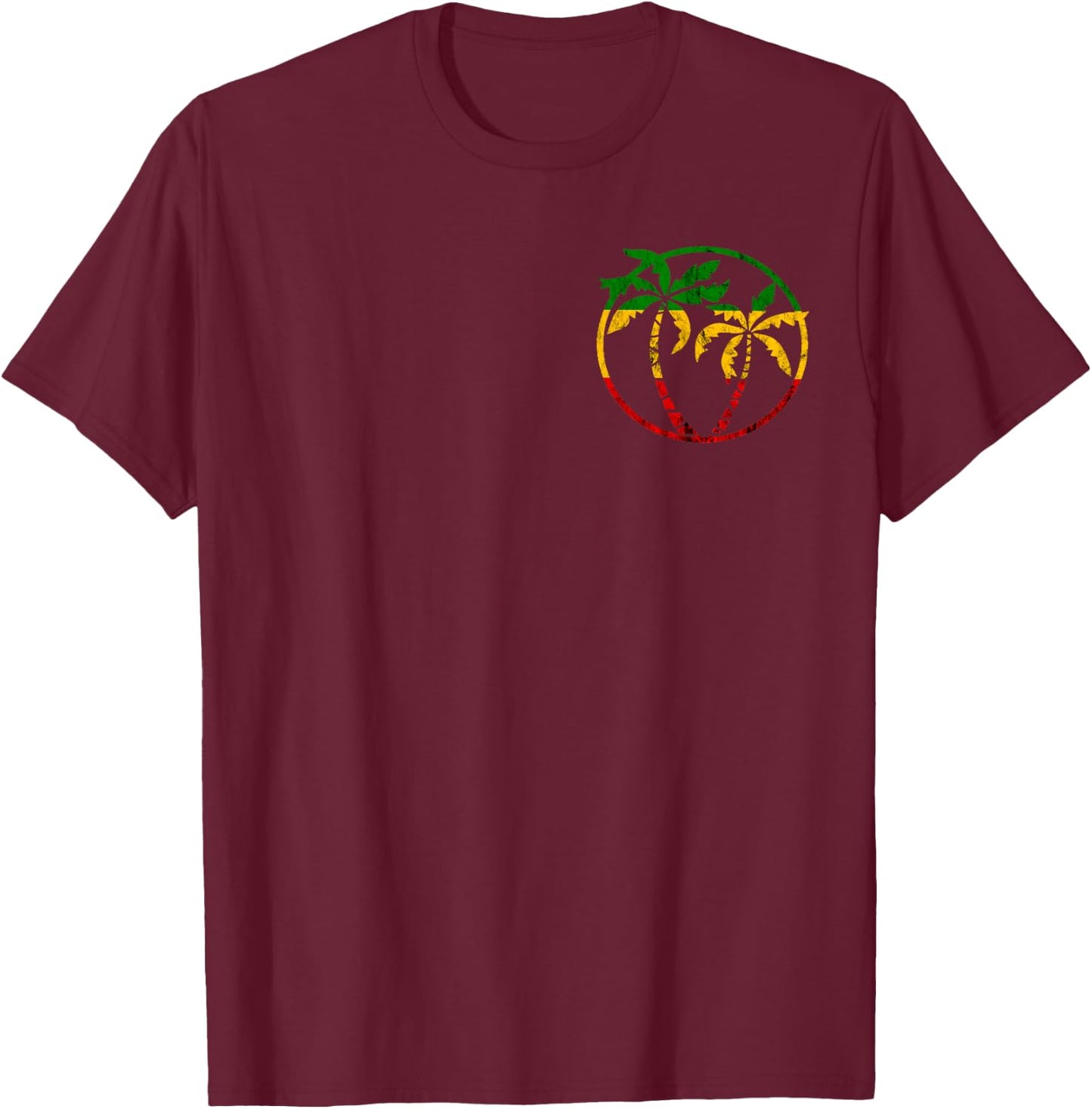 Rasta Reggae Palms Rastafarian Roots Jamaican Hippie T-Shirt - T-Shirt | Maroon