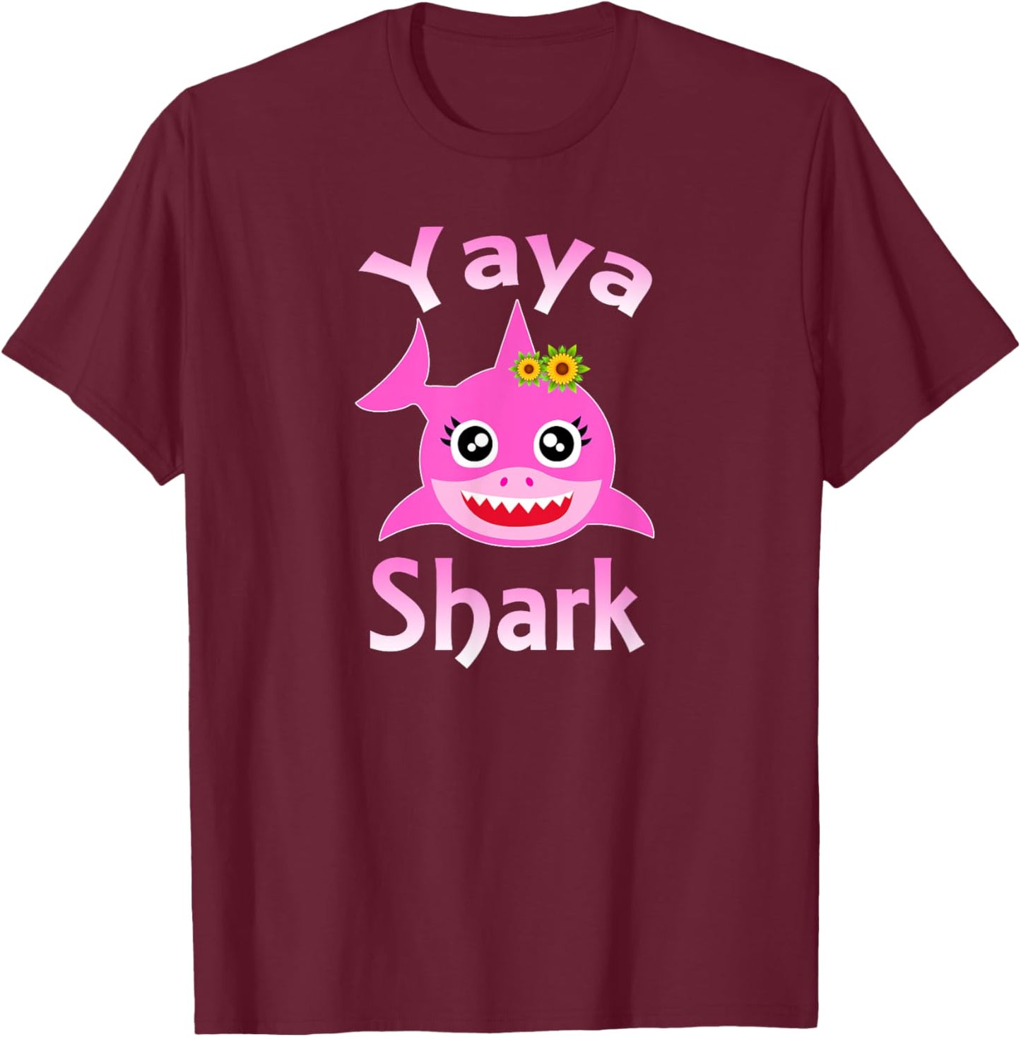 Yaya Shark Greek Grandma Funny Shark T-Shirt - T-Shirt | Maroon