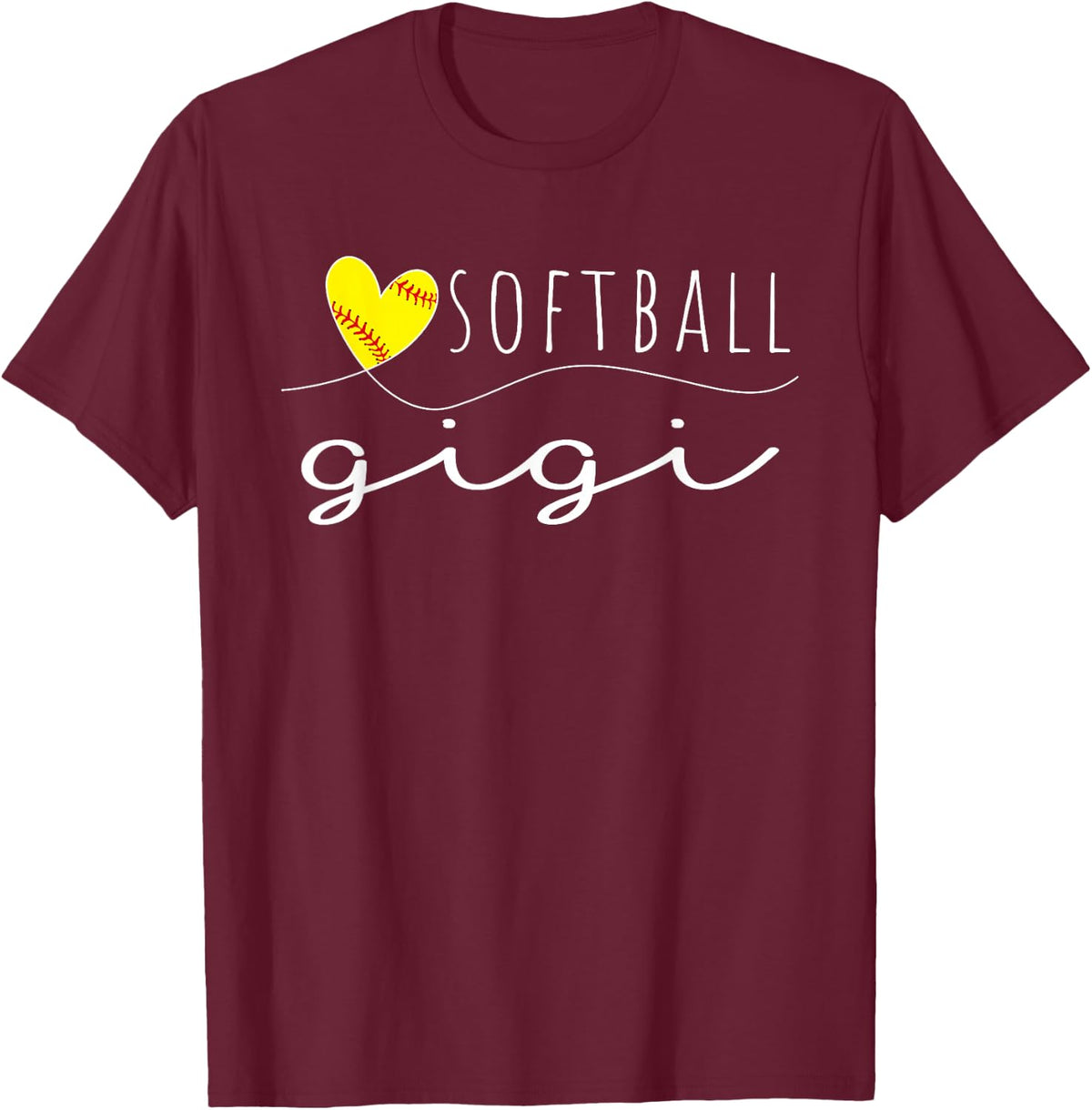 Softball Gigi Softball Heart Family Matching T-Shirt - T-Shirt | Maroon