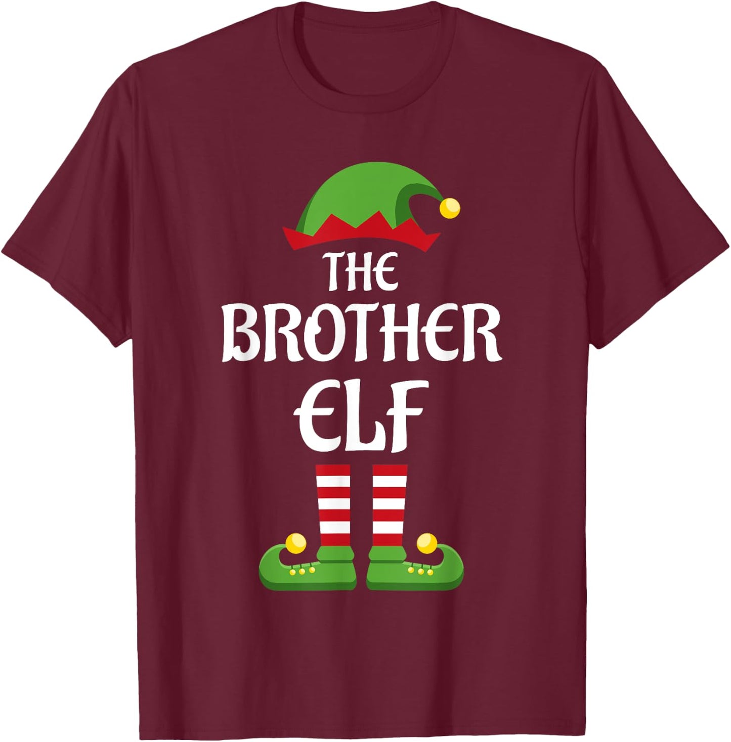 Brother Elf Family Matching Group Christmas T-Shirt - T-Shirt | Maroon