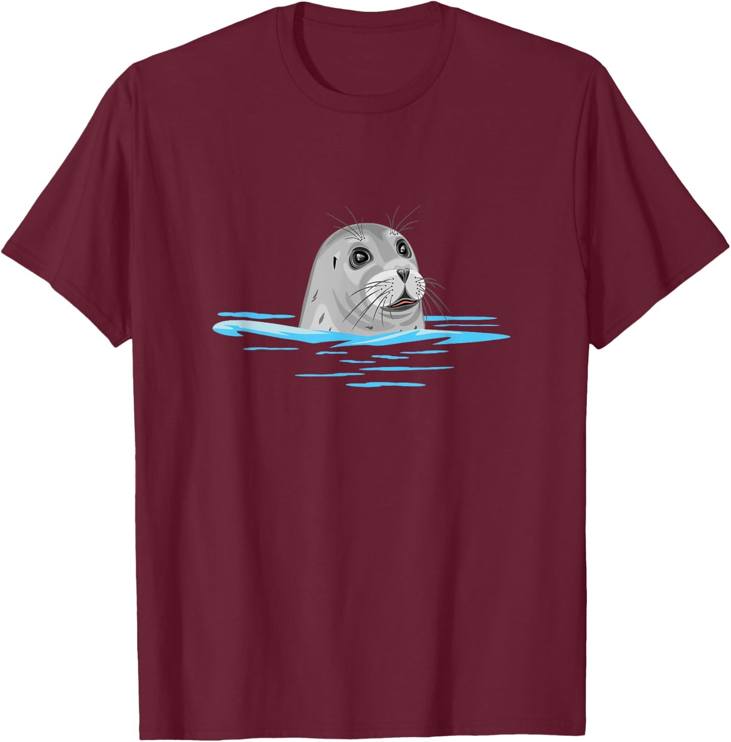 Cute floating seal. Seal in the sea T-Shirt - T-Shirt | Maroon
