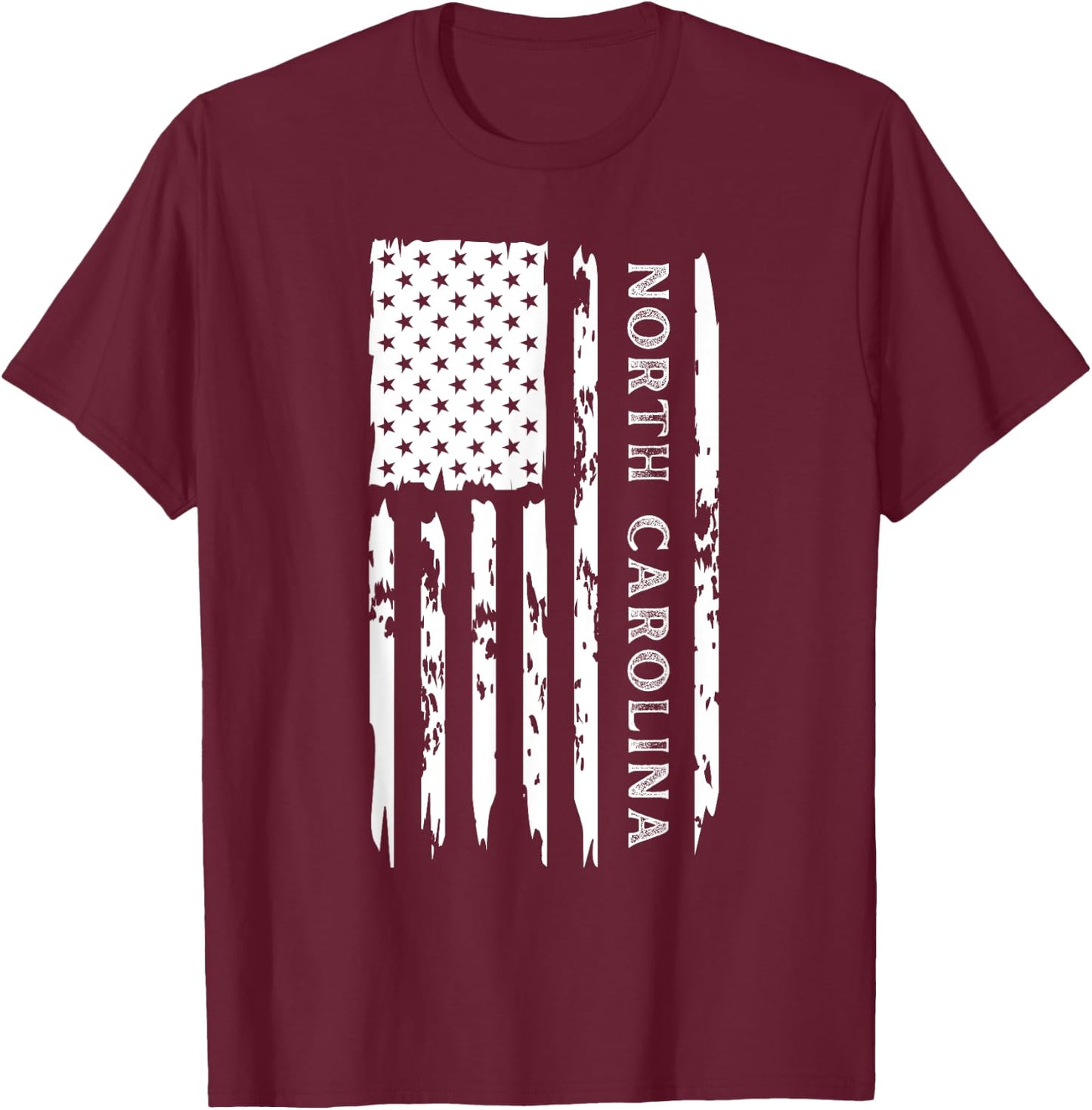 I Love North Carolina NC State City American Flag 4th July T-Shirt - T-Shirt | Maroon