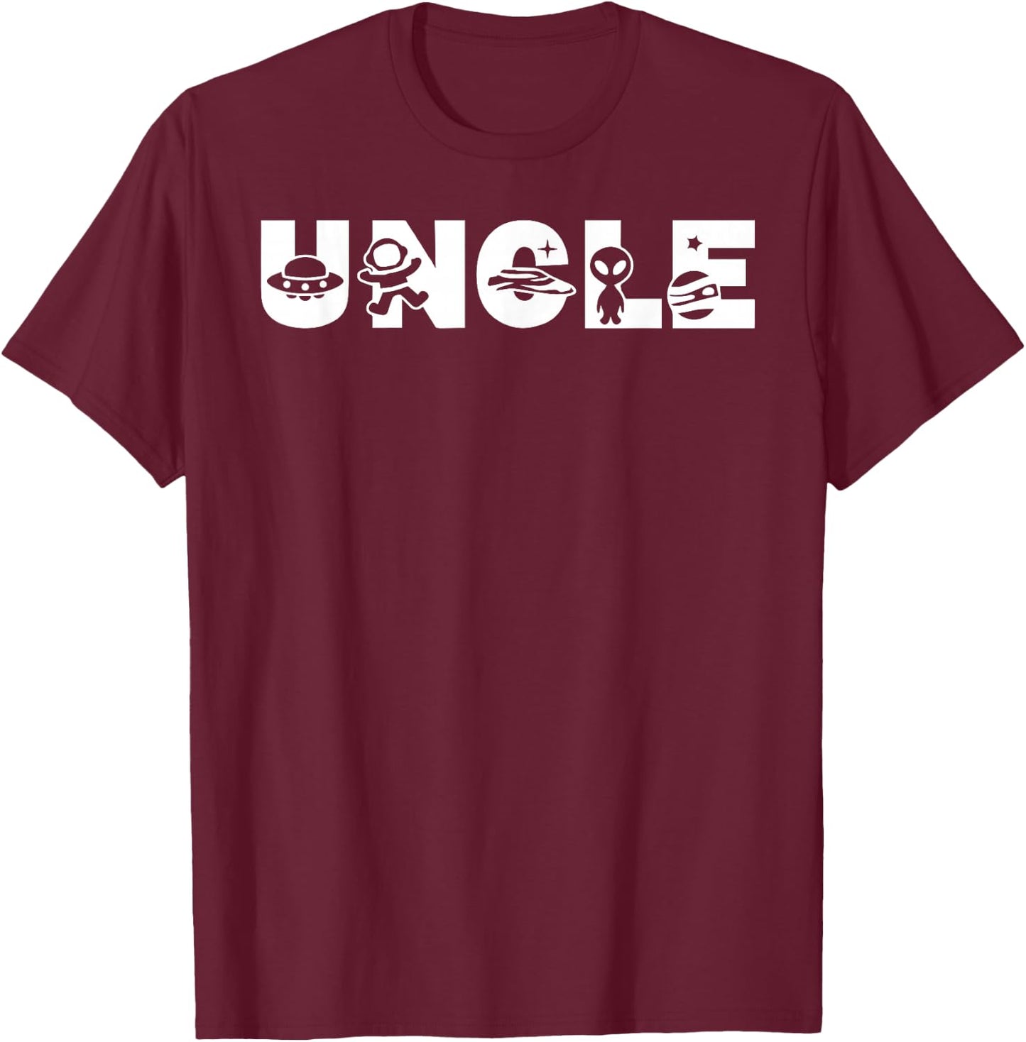 Funny Uncle Space Astronaut Birthday Party T-Shirt - T-Shirt | Maroon