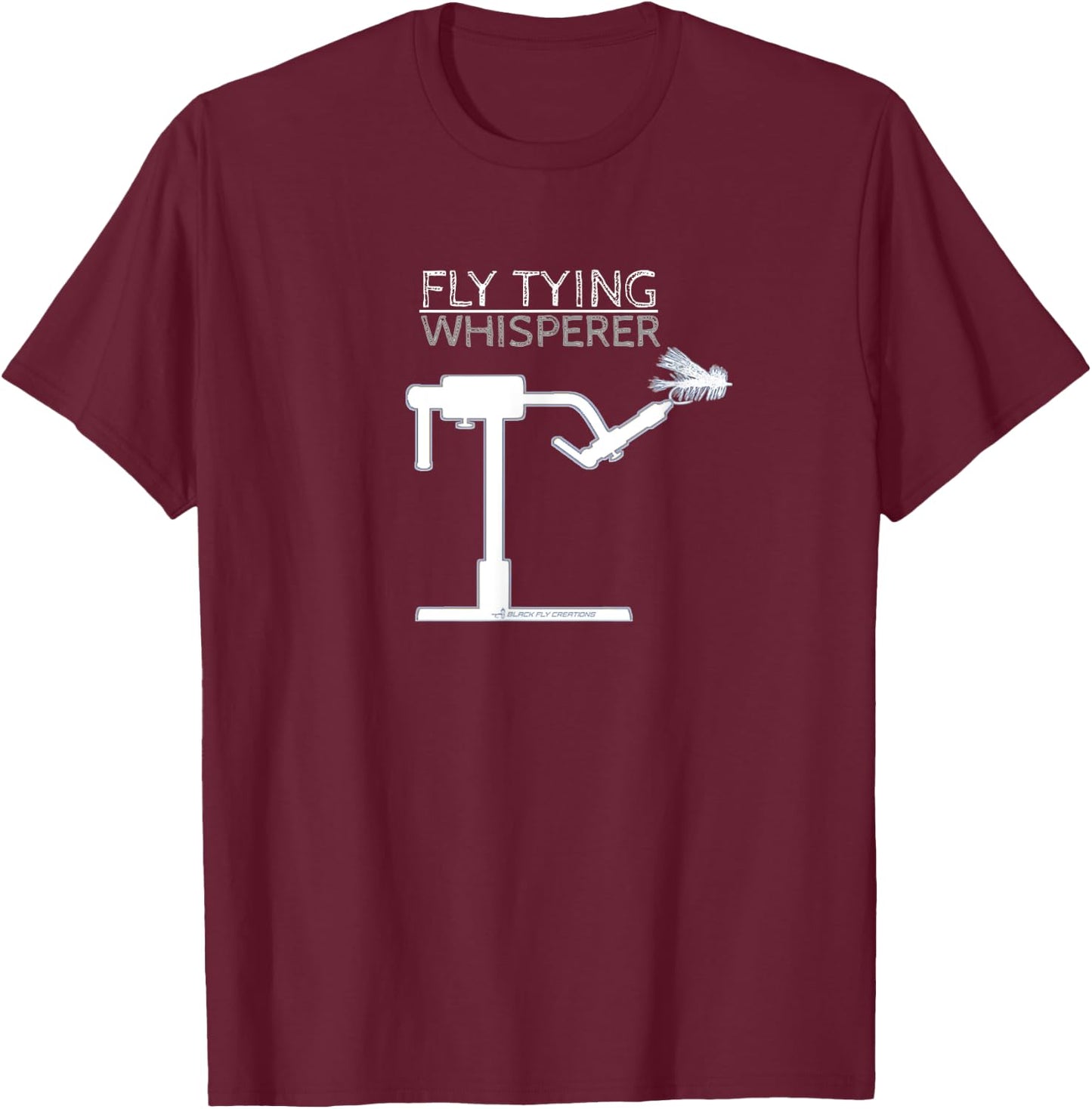 Fly Tying Shirts & Fly Fishing Gifts by Black Fly T-Shirt - T-Shirt | Maroon