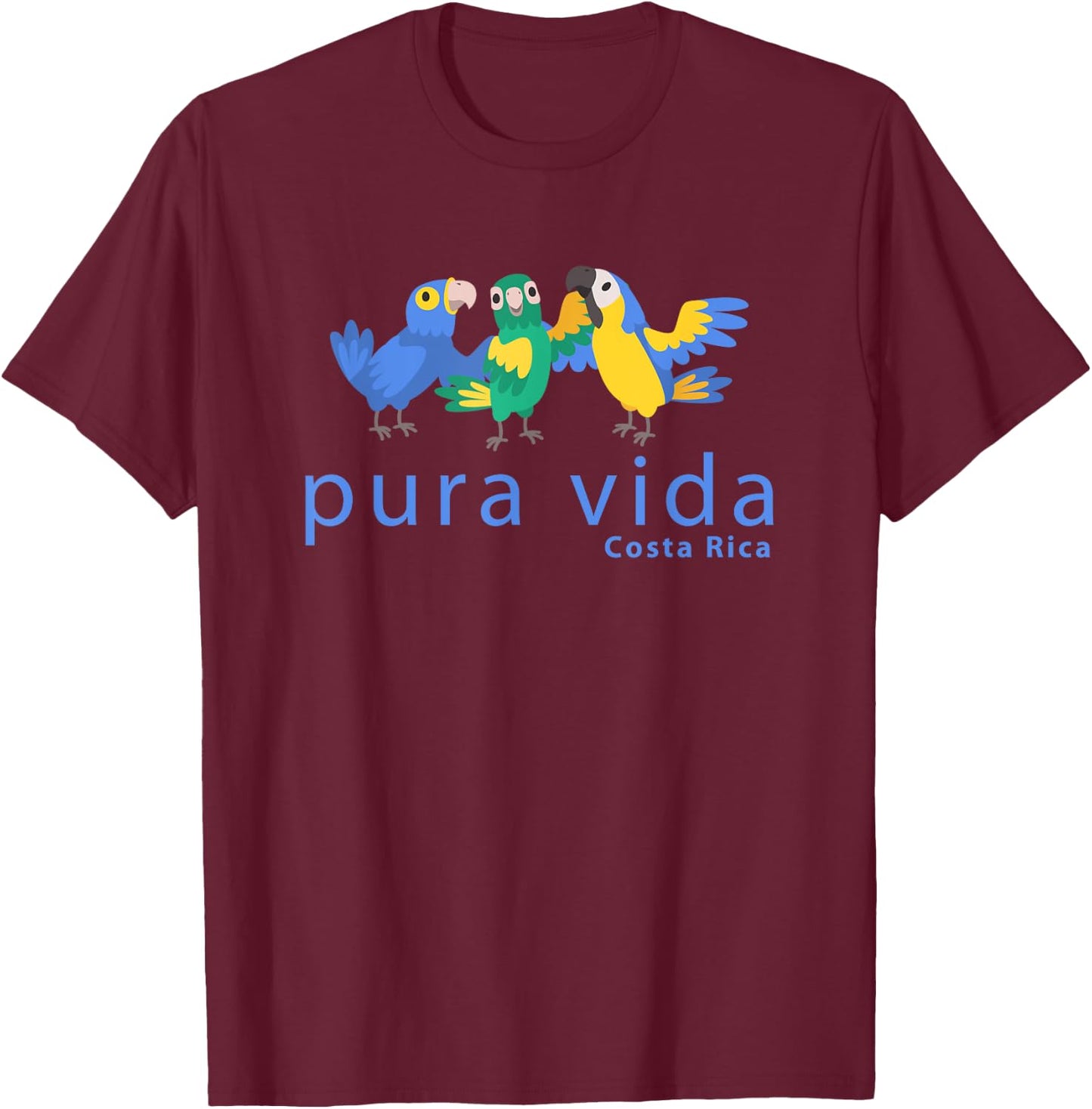 Pura Vida Parrots Costa Rica Birds T-Shirt - T-Shirt | Maroon