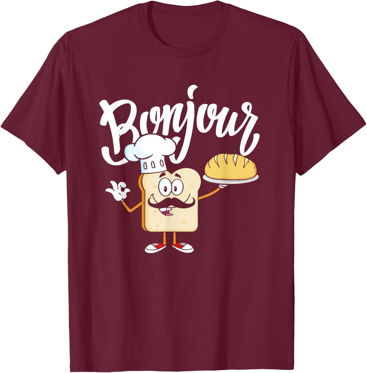 Funny French Toast Bonjour Meme T-Shirt - T-Shirt | Maroon