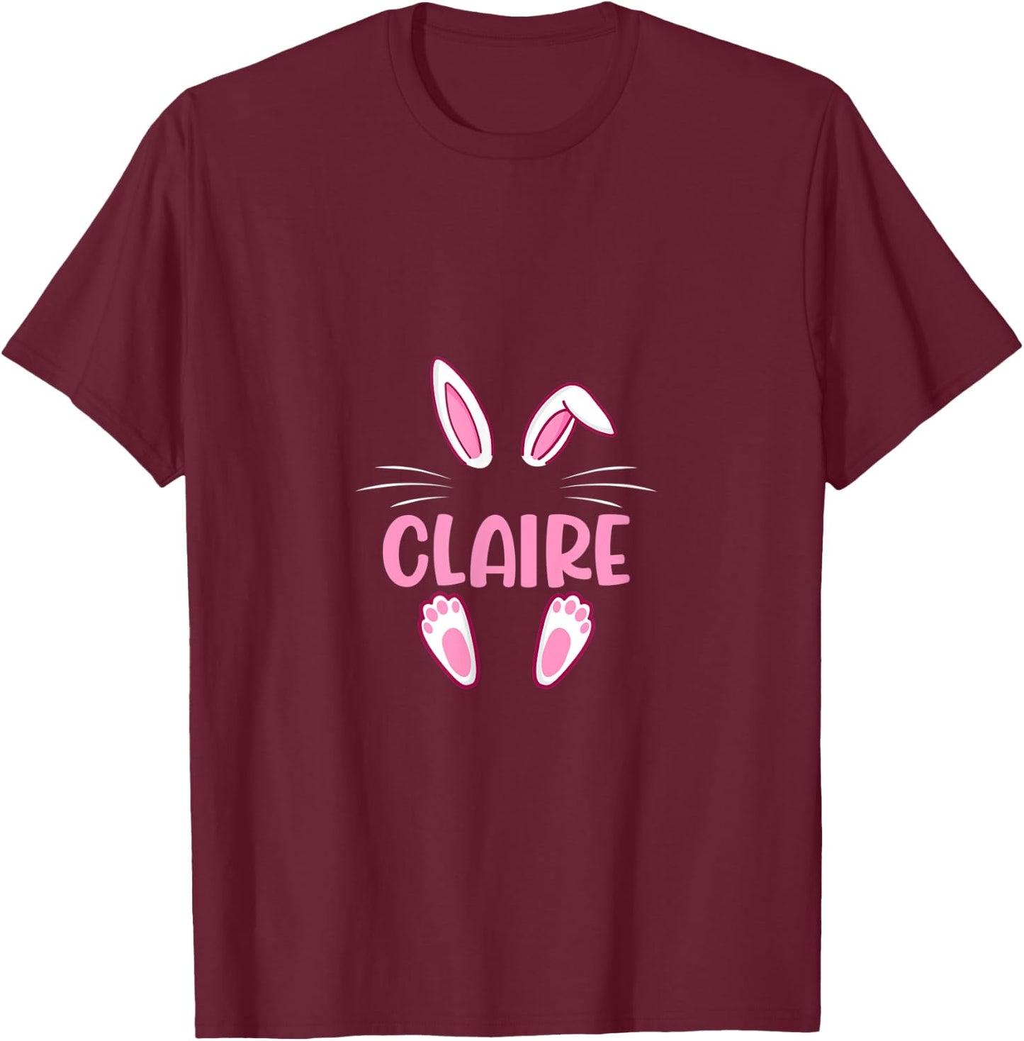 CLAIRE Easter Bunny Funny Novelty Custom Name T-Shirt - T-Shirt | Maroon