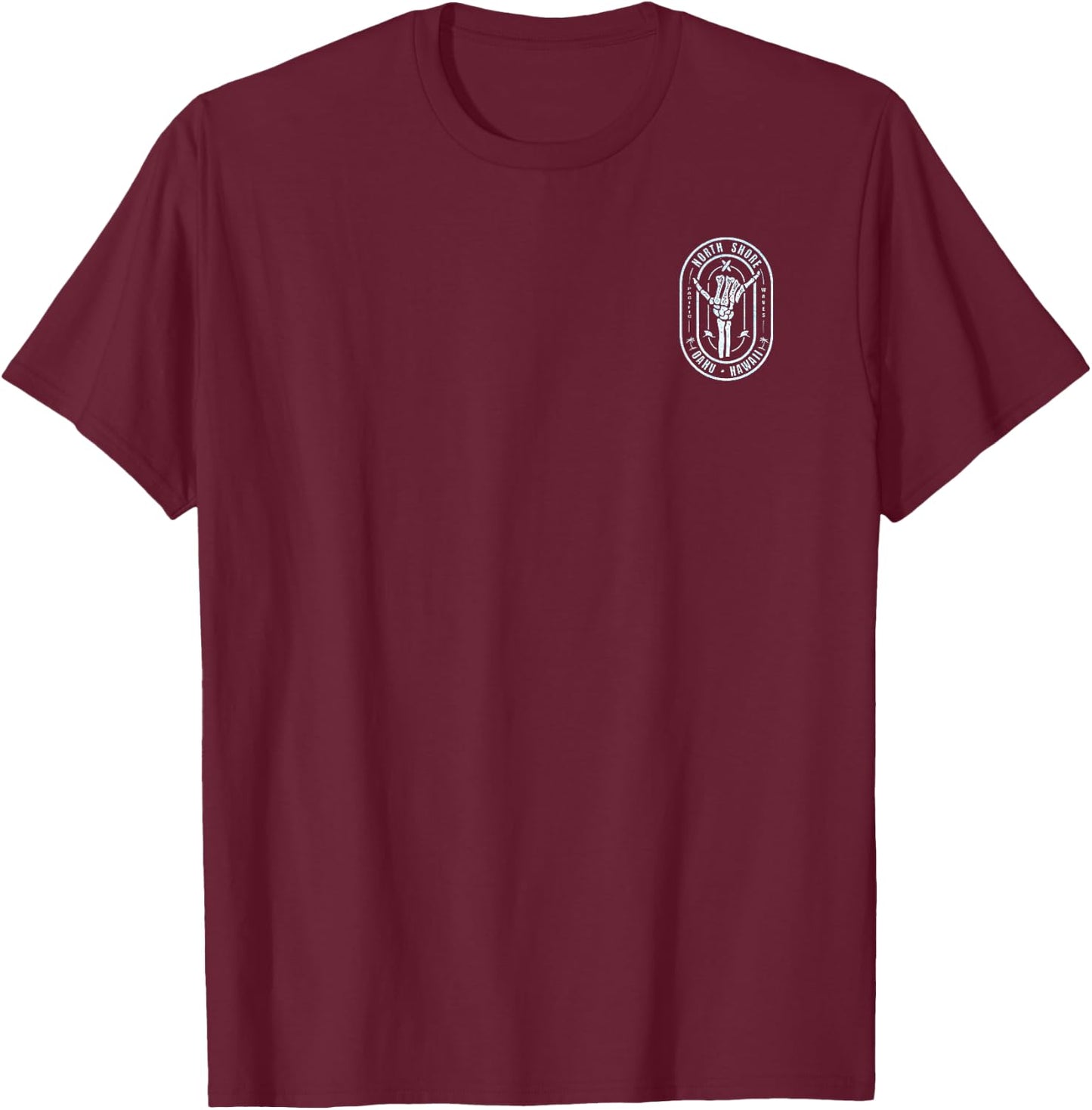Left Chest & Back print - Shaka Oahu Hawaii T-Shirt - T-Shirt | Maroon