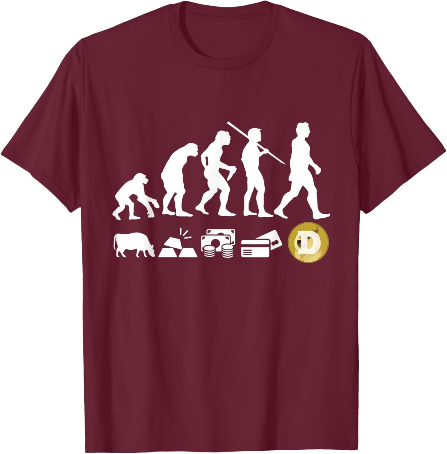 Dogecoin Evolution of Money | A Dog Crypto Women Kids T-Shirt - T-Shirt | Maroon