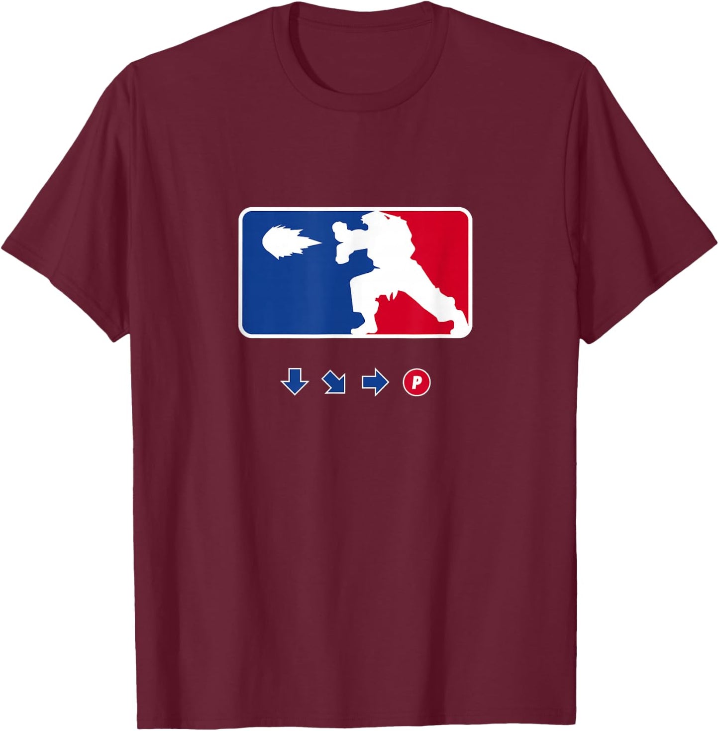 Hadouken Fighting Sports League - Funny Arcade Gamer T-Shirt - T-Shirt | Maroon