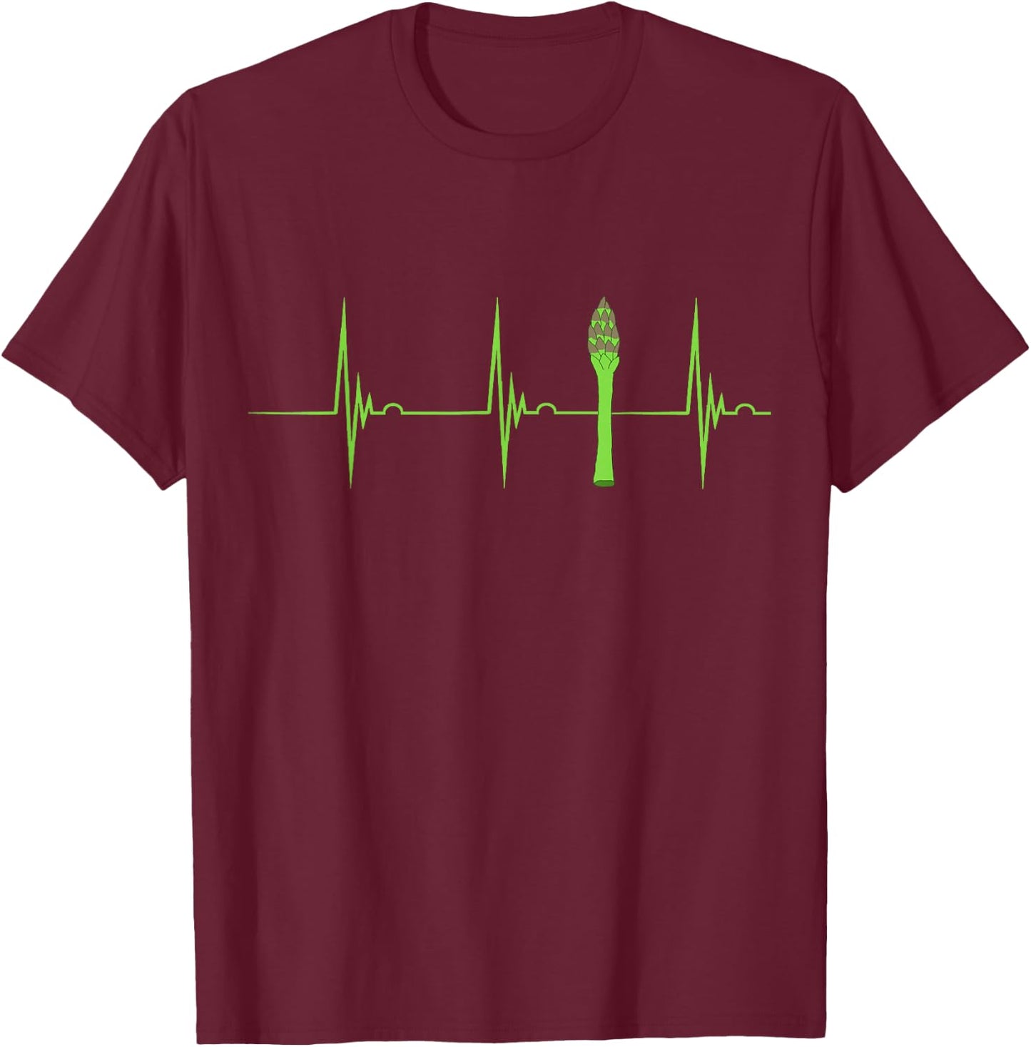 Asparagus Heartbeat EKG Pulse Vegan Food Green Vegetarian T-Shirt - T-Shirt | Maroon
