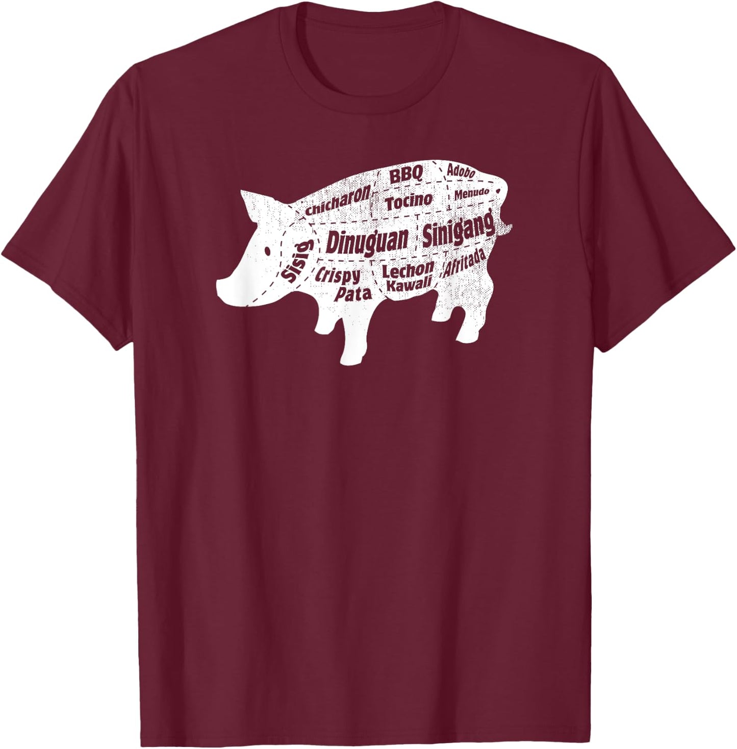 Funny Cool Pinoy Pinay Mahal Love Philippines - Filipino Food - Pig Pork Baboy Parts - Black - - Short Sleeve - Small - Classic Fit - Cotton 65%, Polyester 35% T-Shirt - T-Shirt | Maroon