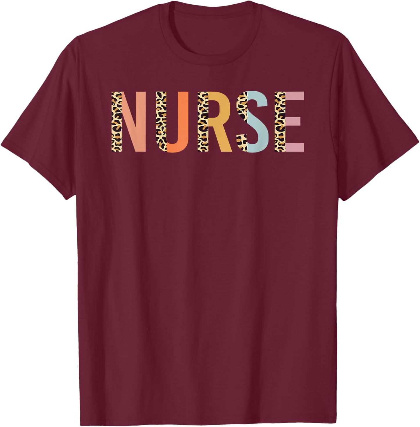 Nurse Leopard Print Nursing School Women Cute T-Shirt - T-Shirt | Maroon