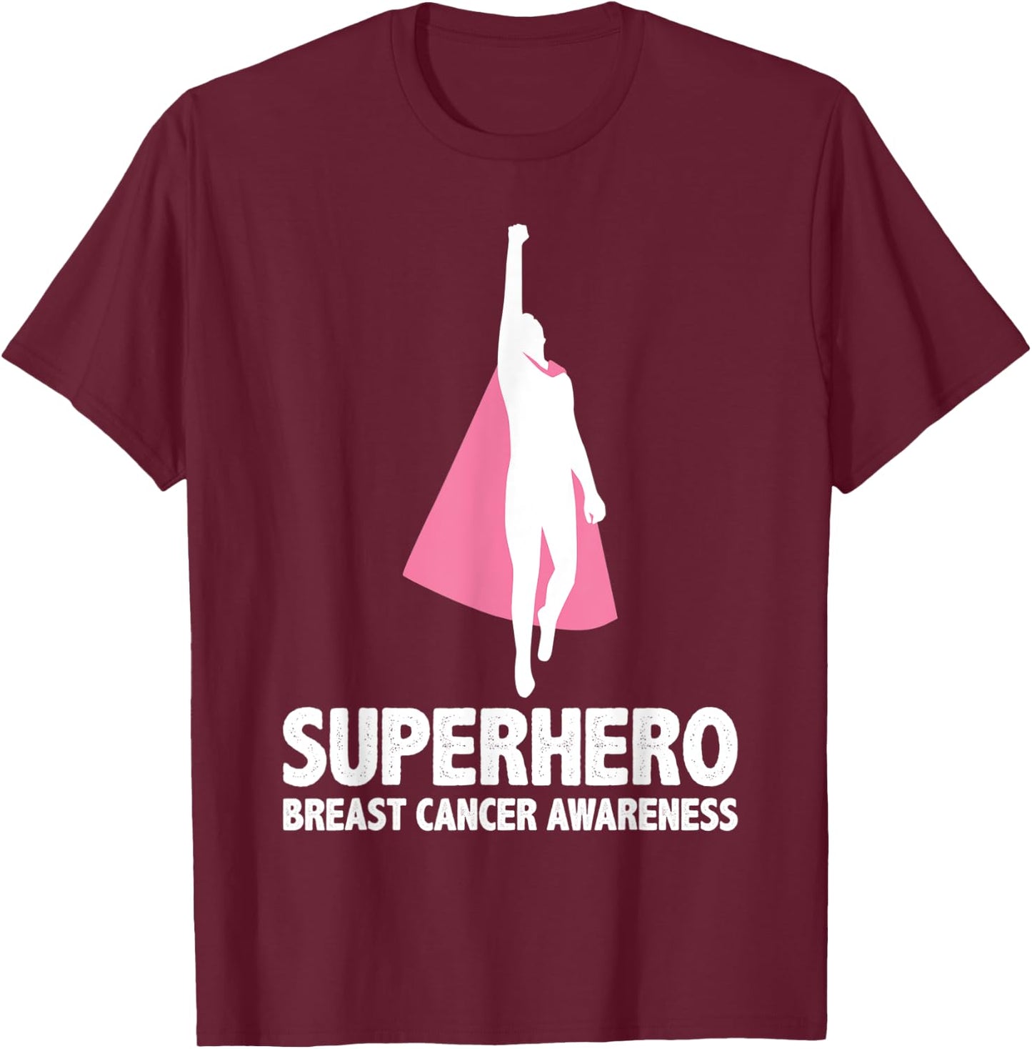 Superhero Men - Breast Cancer Awareness T-Shirt - T-Shirt | Maroon