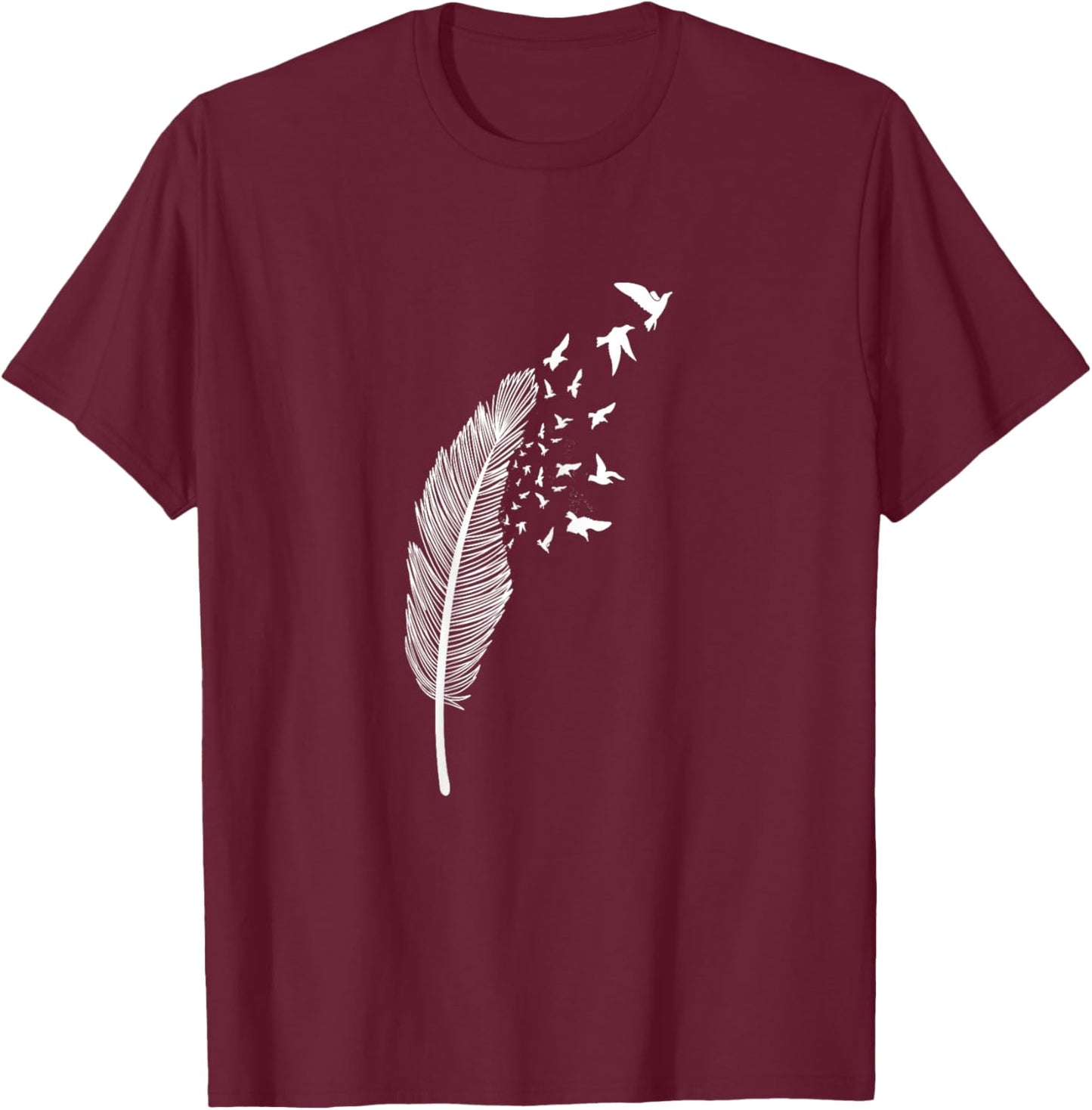 Bird and Feather T-Shirt - T-Shirt | Maroon