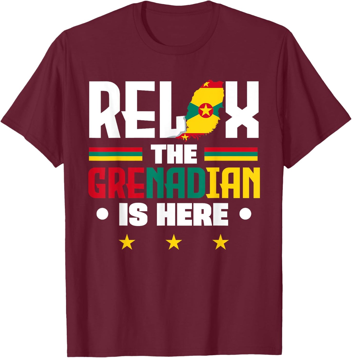 Grenada - Grenadian Heritage Roots Flag Designs Grenadian Relax - Women's Black Small Short Sleeve Cotton T-Shirt - T-Shirt | Maroon