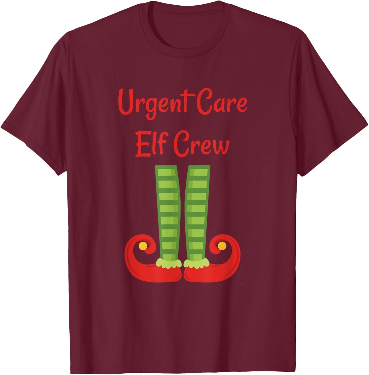 Urgent Care Elf Crew Christmas T-Shirt - T-Shirt | Maroon