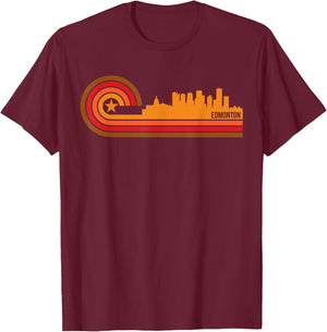 Retro Style Edmonton Alberta Canada Skyline T-Shirt - T-Shirt | Maroon