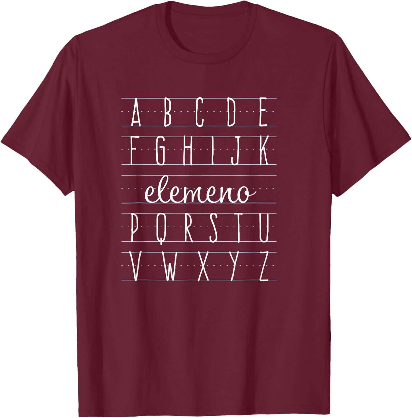 ABCDEFGHIJK Elemeno P QRSTUVWXYZ Alphabet Teacher Kid T-Shirt - T-Shirt | Maroon