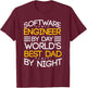 Software Engineer By Day World's Best Dad By Night Coder T-Shirt - T-Shirt | Maroon